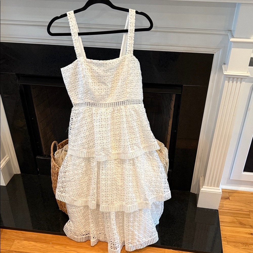 Aura White Lace Tiered Dress
